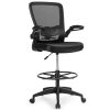 Height Adjustable Drafting Chair with Lumbar Support and Flip Up Arms