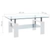 Coffee Table White and Transparent 37.4"x21.7"x15.7" Tempered Glass