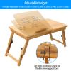 Bamboo Laptop Desk Breakfast Serving Bed Tray Foldable Leg Multi-Position Adjustable Tilt Surface Bed Lap Tray