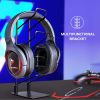 63 inch Gaming Desk Z Shaped Computer Desk Home Office Desk PC Gaming Table with Handle Rack Cup Holder Headphone Hook, Red