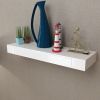 White MDF Floating Wall Display Shelf 1 Drawer Book/DVD Storage