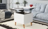 Modern Multi-functional Coffee Table Extendable with Storage & Lift Top in White