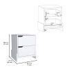 DEPOT E-SHOP Haines Nightstand with 2-Drawers, End Table with Sturdy Base, White