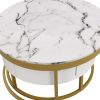 Modern Round Nesting Coffee Table with Drawers in White