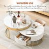 Modern Round Nesting Coffee Table with Drawers in White