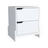 DEPOT E-SHOP Haines Nightstand with 2-Drawers, End Table with Sturdy Base, White