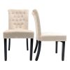 Velvet Dining Chair Set Tufted Heigh Back with Solid Wood Frame Accent Chairs set of 2 Beige