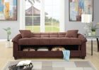 Contemporary Living Room Adjustable Sofa Chocolate Color Microfiber Plush Storage Couch 1pc Futon Sofa w Pillows