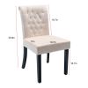 Velvet Dining Chair Set Tufted Heigh Back with Solid Wood Frame Accent Chairs set of 2 Beige