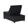 Contemporary Faux Leather Folding Ottoman Sofa Bed  black