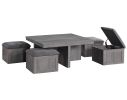 Moseberg Distressed Gray Coffee Table with Storage Stools