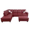 Red Faux Leather 3-Piece Couch Living Room Sofa Set