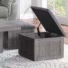 Moseberg Distressed Gray Coffee Table with Storage Stools