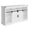 58" Farmhouse Double-Door Three-Layer TV Cabinet in White