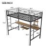 Loft Bed with Desk and Shelf ; Space Saving Design; Twin