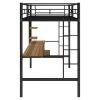 Loft Bed with Desk and Shelf ; Space Saving Design; Twin