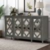 U_STYLE 59.8'' Modern Mirrored Console Table Sideboard for Living Room Dining Room with 4 Cabinets and 3 Adjustable Shelves (As Same As WF284039AAE)