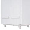 Wooden Wardrobe Cabinet with Hanging Rod, Storage Armoires with Doors ,White