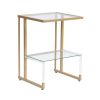 Golden Side Table, 2-Tier Acrylic Glass End Table for Living Room&Bedroom