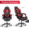 YSSOA Racing Video Backrest and Seat Height Recliner Gaming Office High Back Computer Ergonomic Adjustable Swivel Chair, With footrest, Black/red