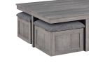 Moseberg Distressed Gray Coffee Table with Storage Stools