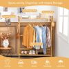 Bamboo Clothing Rack with Storage Shelves