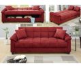 Contemporary Living Room Adjustable Sofa Red Color Microfiber Plush Storage Couch 1pc Futon Sofa w Pillows