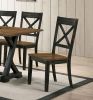 2pcs Dining Chairs Farmhouse Design Antique Oak / Antique Black Two-Tone X-shaped back Kitchen Dining Room Furniture