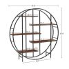 Round 5-Tier Metal Plant Stand bookcase storage rack, Indoor Living Room Terrace Garden Balcony Display Stand(Rustic Brown, 67''w x 67''d x 11.8''h)