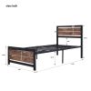 Metal and Wood Bed Frame with Headboard and Footboard ; Twin Size Platform Bed ; Easy to Assemble(BLACK)