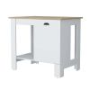 Vancouver 1-Door Kitchen Island with Open Shelf White and Macadamia