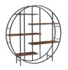 Round 5-Tier Metal Plant Stand bookcase storage rack, Indoor Living Room Terrace Garden Balcony Display Stand(Rustic Brown, 67''w x 67''d x 11.8''h)