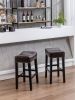 Counter Height 26" Bar Stools for Kitchen Counter Backless Faux Leather Stools Farmhouse Island Chairs (26 Inch; Brown; Set of 2)