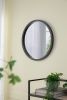 20" x 20" Circle Wall Mirror with Wooden Frame and Black Finish, Wall Mirror for Living Room, Dining Room, Foyer, Bathroom, Office