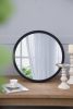 20" x 20" Circle Wall Mirror with Wooden Frame and Black Finish, Wall Mirror for Living Room, Dining Room, Foyer, Bathroom, Office