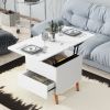 Modern Multi-functional Coffee Table Extendable with Storage & Lift Top in White