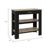 Rockaway 1-Drawer 2-Shelf Kitchen Island Black Wengue and Light Oak