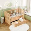 Crib with Drawers and 3 Height Options, Natural