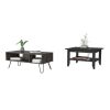 Bouse 2 Piece Living Room Set, Coffee Table + Coffee Table, Black / Espresso