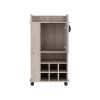 DEPOT E-SHOP Fraser Bar Cart with 6 Built-in Wine Rack and Casters, Light Gray