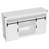 58" Farmhouse Double-Door Three-Layer TV Cabinet in White