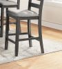 Classic Dining Room Furniture Gray Finish Counter Height 5pc Set Square Dining Table w Shelves Cushion Seat Ladder Back High Chairs Solid wood