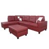 Red Faux Leather 3-Piece Couch Living Room Sofa Set