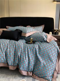 Long-staple Cotton Printed Four-piece Bedding Set Cotton Bedding (Option: Great Blue-M)