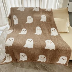 Half Velvet Blanket Ghost Blanket Knitted (Option: Khaki-100X150)