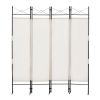 4-Panel Metal Folding Room Divider, 5.94Ft Freestanding Room Screen Partition Privacy Display for Bedroom, Living Room, Office