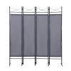 4-Panel Metal Folding Room Divider, 5.94Ft Freestanding Room Screen Partition Privacy Display for Bedroom, Living Room, Office