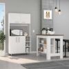 Surrey 2 Piece Kitchen Set, Kitchen Island + Pantry Cabinet , White /Walnut