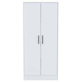 Rio Double Door Armoire; One Cabinet; Hidden Drawer (Color: White)