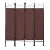 4-Panel Metal Folding Room Divider, 5.94Ft Freestanding Room Screen Partition Privacy Display for Bedroom, Living Room, Office